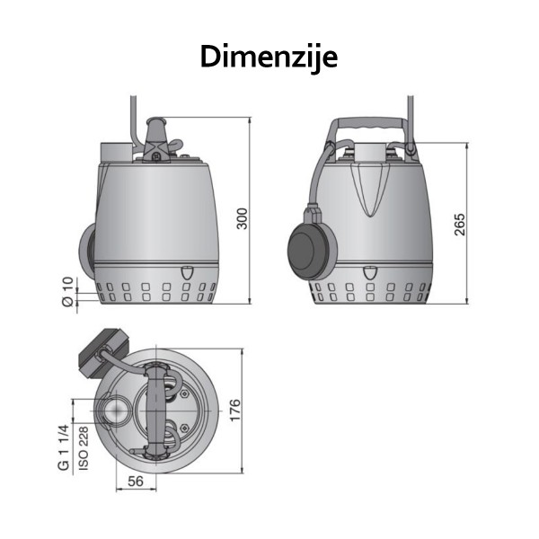 Dimenzije črpalke X 300