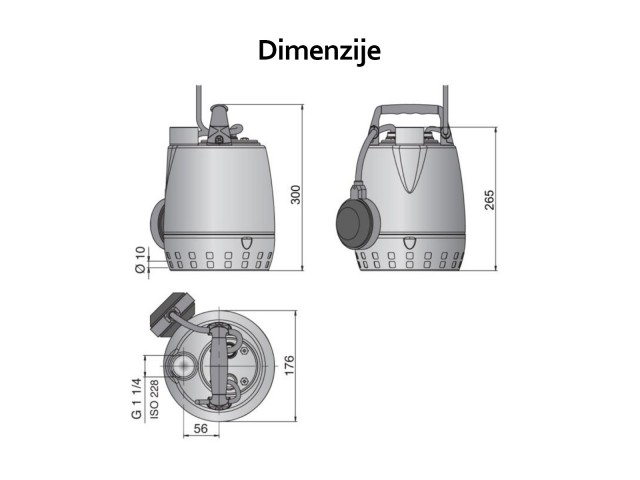 Dimenzije črpalke X 300